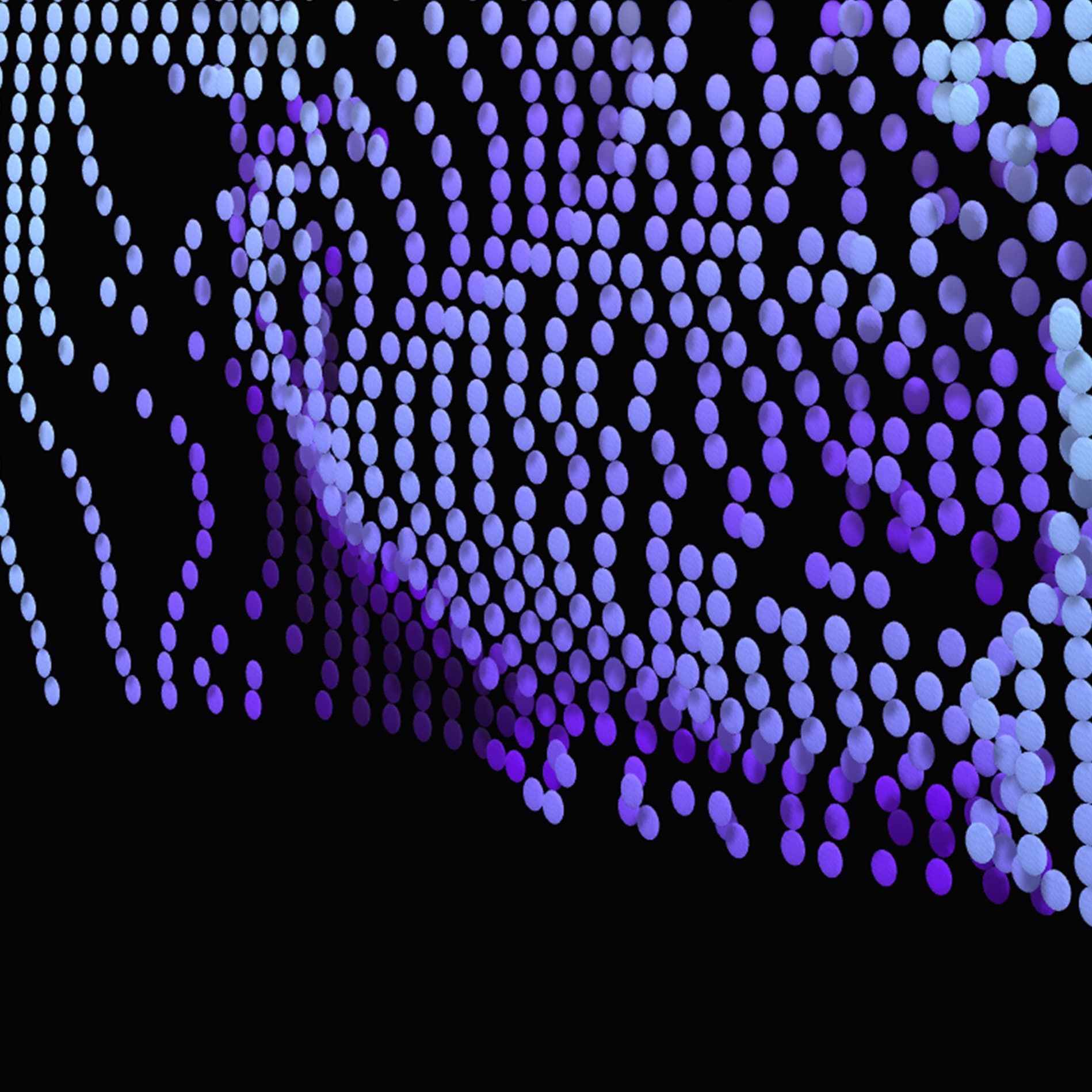 Puntos iluminados en azul y morado sobre el proyecto AI Mirror.